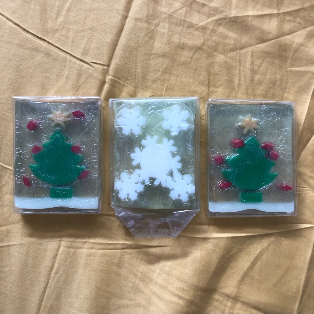 New Lot 3 Vintage World Market Christmas Tree Clear Holiday Decorative Soap Bars